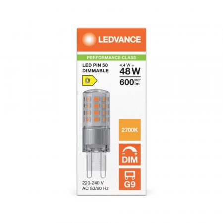 Ledvance G9 LED Stiftsockel Lampe PIN 4,4W wie 48W dimmbar 2700K warmweißes Licht